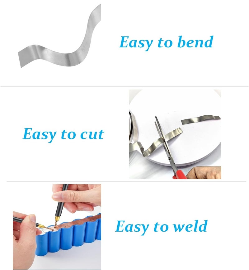 Solnique Nickel Strips for Battery Welding, 0.15mm Thickness, 7mm Width, 10m Roll - Durable Nickel Tape for Lithium Ion Battery Pack Assembly and Spot Welding - Image 5